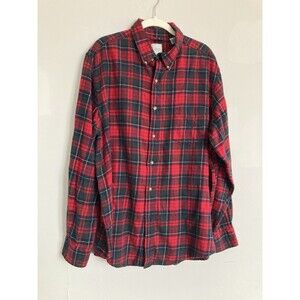 Chaps Ralph Lauren Men's Flannel Button Up Shirt XL Red Plaid Crest
